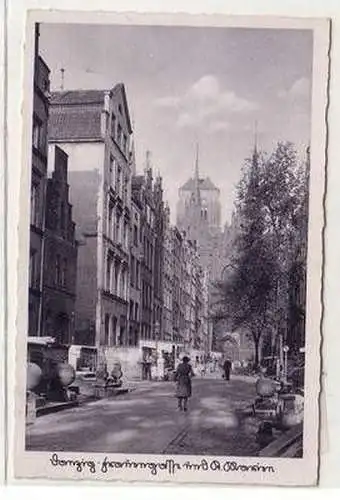 45960 Ak Danzig Frauengasse und St. Marienkirche um 1930