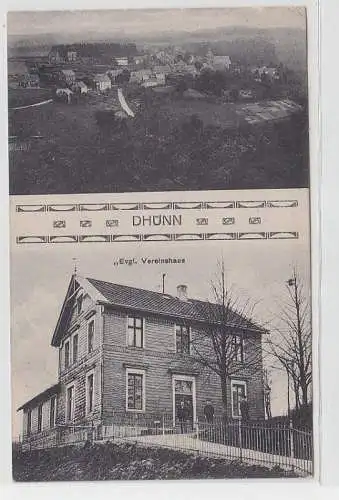 70262 Mehrbild Ak Dhünn Totalansicht und Evgl. Vereinshaus 1918