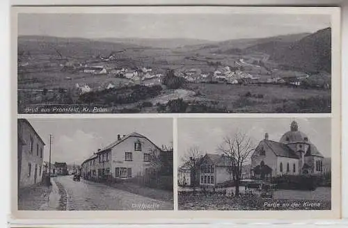 68363 Ak Gruß aus Pronsfeld Dorfpartie, Gasthaus zur Post um 1940