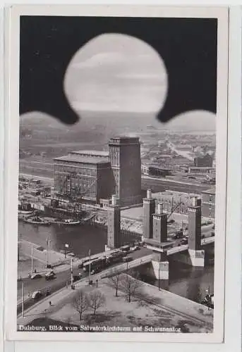 50483 Ak Duisburg Blick vom Salvatorkirchturm auf Schwanentor 1956