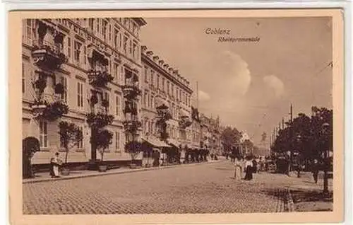 50382 Ak Coblenz Rheinpromenade Hotel Bellevue um 1930