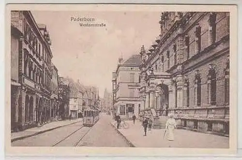 50398 Feldpost Ak Paderborn Westernstraße mit Straßenbahn 1918