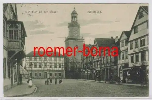 81751 Ak Rinteln an der Weser Marktplatz mit Eisenhandlung Wilcke 1914