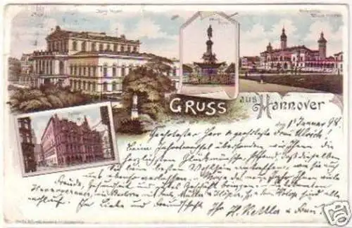 19490 Ak Lithographie Gruss aus Hannover 1897