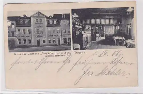 88595 Mehrbild AK Gruss aus Gasthaus 'Garküche' Schneeberg, H. Neef 1906