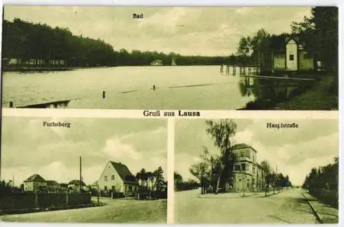 80664 Mehrbild Ak Gruß aus Lausa Bad, Fuchsberg, Hauptstraße um 1920