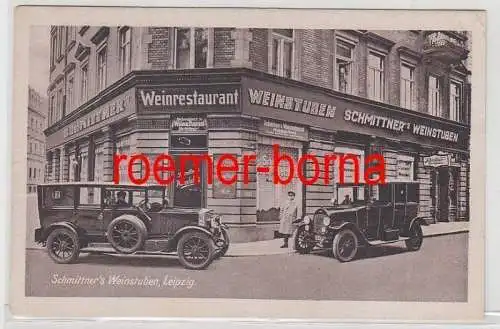 81108 Ak Leipzig Schmittners Weinstuben mit Autos davor um 1930