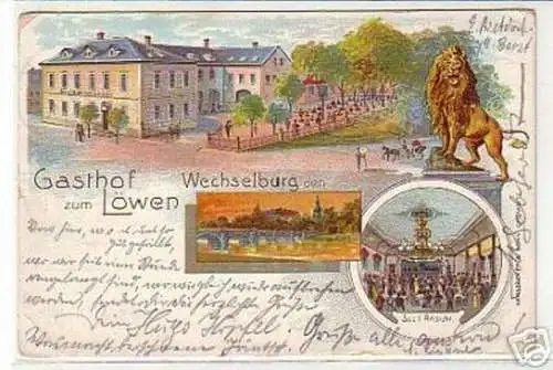 09475 Ak Lithographie Wechselburg Gasthof zum Löwen