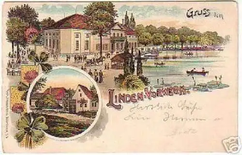 07756 Ak Lithographie Gruß vom Linden Vorwerk 1904