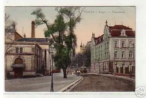 09472 Ak Plauen im Vogtland Theaterstrasse 1907