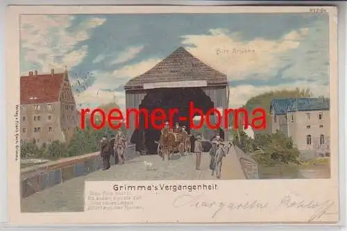 79370 Künstler Ak Grimma´s Vergangenheit Alte Brücke 1900