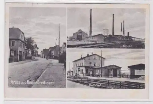 95694 Ak Gruss aus Regis-Breitingen Grube, Bahnhof 1932