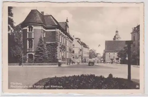 95877 Ak Eilenburg Rinckartstraße mit Postamt und Kornhaus um 1940