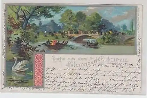 24/60 Ak Litho Gruss aus dem Palmengarten Leipzig 1900