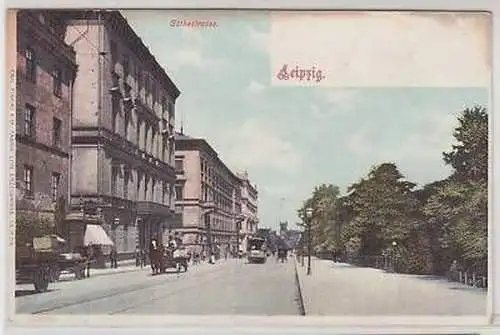 1/15 Ak Leipzig Goethestrasse mit Verkehr um 1900