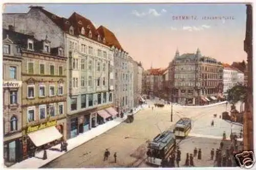 29698 Ak Chemnitz Johannisplatz mit Straßenbahnen 1912