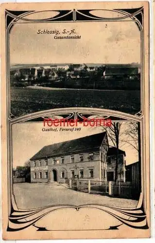 81174 Mehrbild Ak Schlossig S.-A. Gesamtansicht und Gasthof 1920