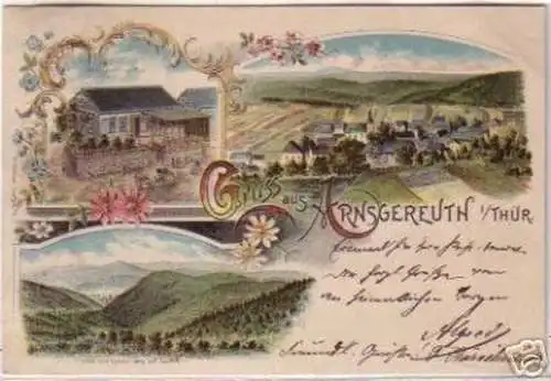 17430 Lithografie Gruß aus Arnsgereuth Thür. 1902