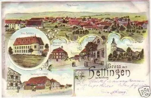 17355 Ak Lithographie Gruss aus Hellingen in Thür. 1901