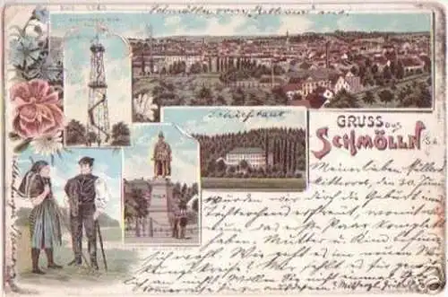 05611 Ak Lithographie Gruss aus Schmölln in S.-A. 1897