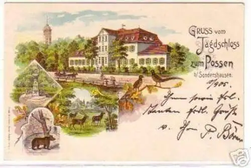 18814 Ak Lithographie Gruß vom Jagdschloss zum Possen