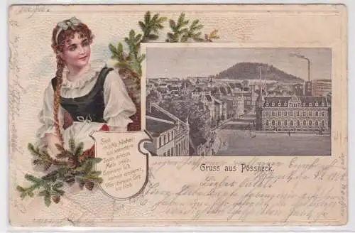 93869 Präge Ak Gruss aus Pösneck Stadtansicht 1902