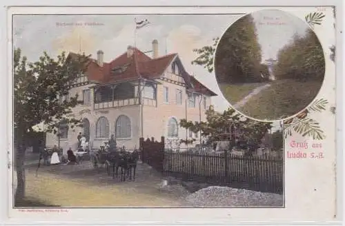 90077 Ak Gruß aus Lucka S.-A. Kurhotel und Forsthaus um 1910