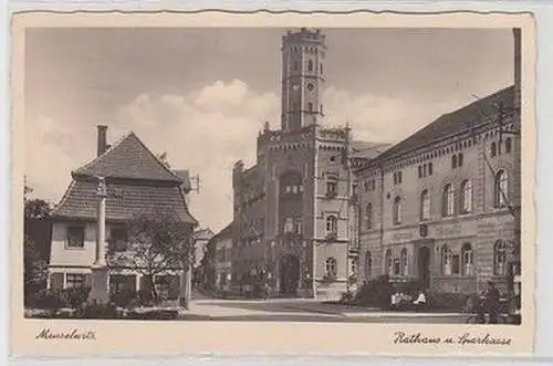 60424 Ak Meuselwitz Rathaus und Sparkasse um 1940