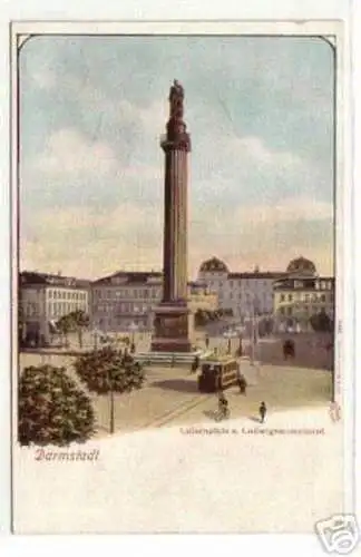 05697 Ak Darmstadt Luisenplatz und Ludwigsmonument