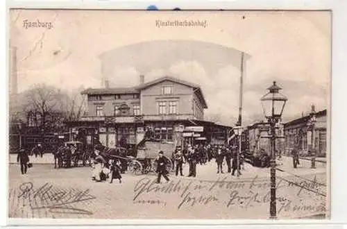 53520 Ak Hamburg Klosterthorbahnhof mit Pferdekutschen 1903