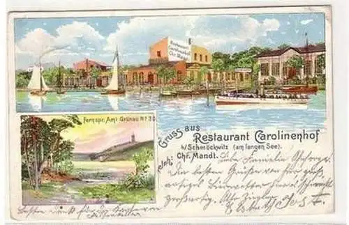 57473 Ak Gruß aus Restaurant Carolinenhof bei Schmöckwitz 1900