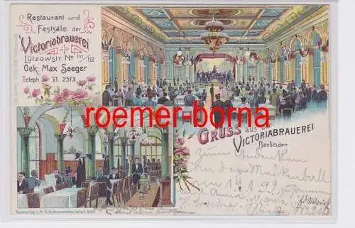 82248 Ak Lithografie Gruss aus der Victoriabrauerei Lützowstr. Berlin 1899