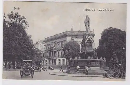 94664 Ak Berlin Tiergarten Rolandbrunnen mit Automobilverkehr 1908