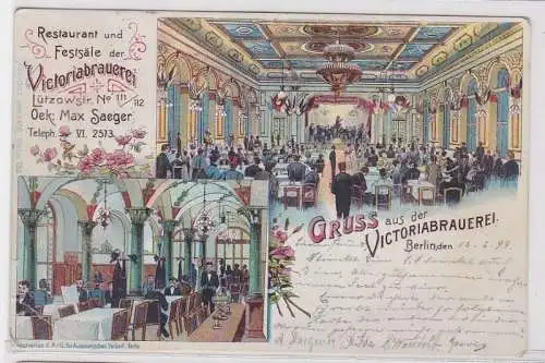 53321 AK Gruss aus der Victoriabrauerei Berlin - Restaurant und Festsäle 1899