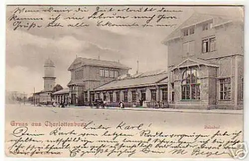 13458 Ak Gruss aus Charlottenburg Bahnhof 1904