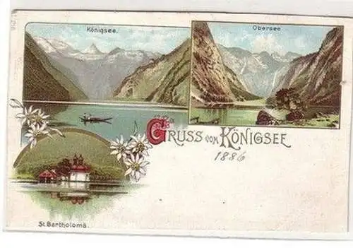 59657 Ak Lithographie Gruss vom Königsee um 1900