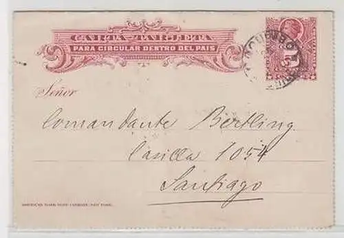 20485 seltene Ganzsachenkarte Chile Santiago 1900