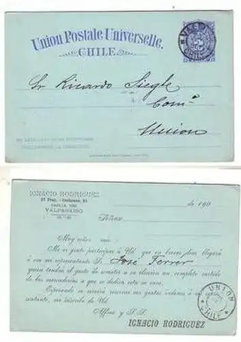 52097 seltene Ganzsachenkarte Chile Valparaiso 1901