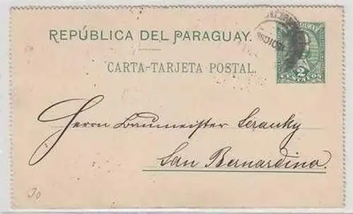 43823 seltene Ganzsachenkarte Paraguay San Bernardina 1898