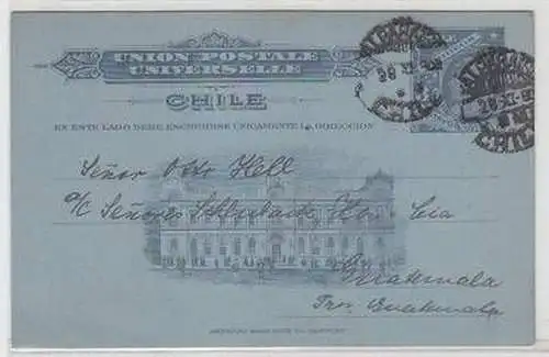 36333 seltene Ganzsachenkarte Chile Valparaiso nach Guatemala 1906