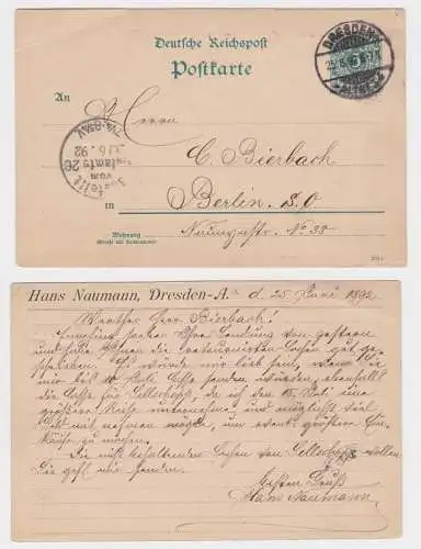 96603 DR Ganzsachen Postkarte P30 Zudruck Hans Naumann Dresden Altstadt 1892