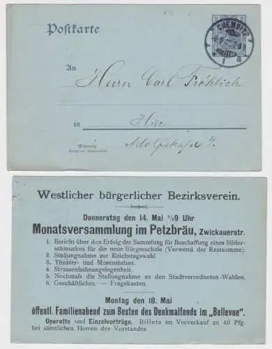 97061 Ganzsachen Postkarte P63Y Westlicher bürgerlicher Bezirksverein Chemnitz