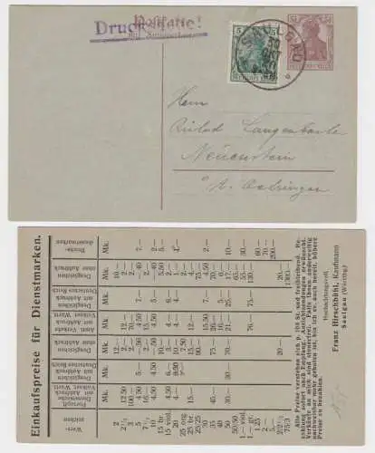 95544 Ganzsachen Postkarte P111 Zudruck Franz Hirschbühl Dienstmarken Saulgau