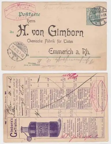 96131 DR Ganzsachen Postkarte P64Y Zudruck H. von Gimborn Chem. Fabrik Emmerich