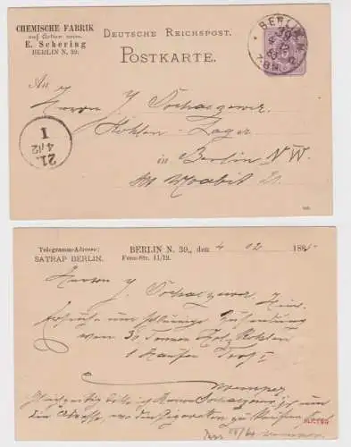 93934 Ganzsachen Postkarte P12 Zudruck Chemische Fabrik E. Schering Berlin 1885