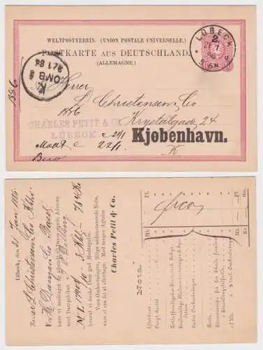 94304 DR Ganzsachen Postkarte P8 Zudruck Charles Petit & Co. Lübeck 1886