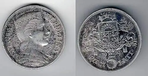 5 Lati Silber Münze Lettland 1929