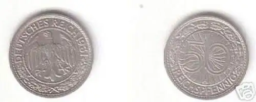 50 Pfennig Nickel Münze Weimarer Republik 1937 A