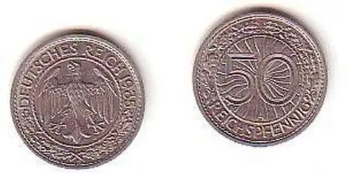 50 Pfennig Nickel Münze Weimarer Republik 1935 A