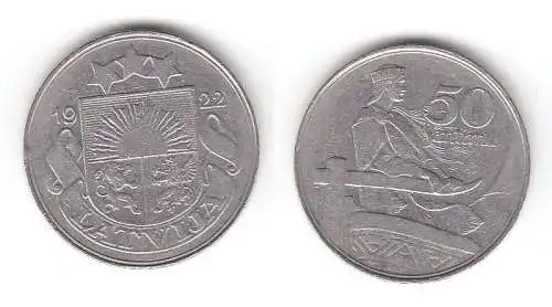 50 Santimu Nickel Münze Lettland 1922 (112812)